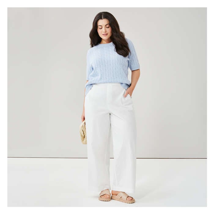 Women+ Linen Blend Wide Leg Pant - Bright White